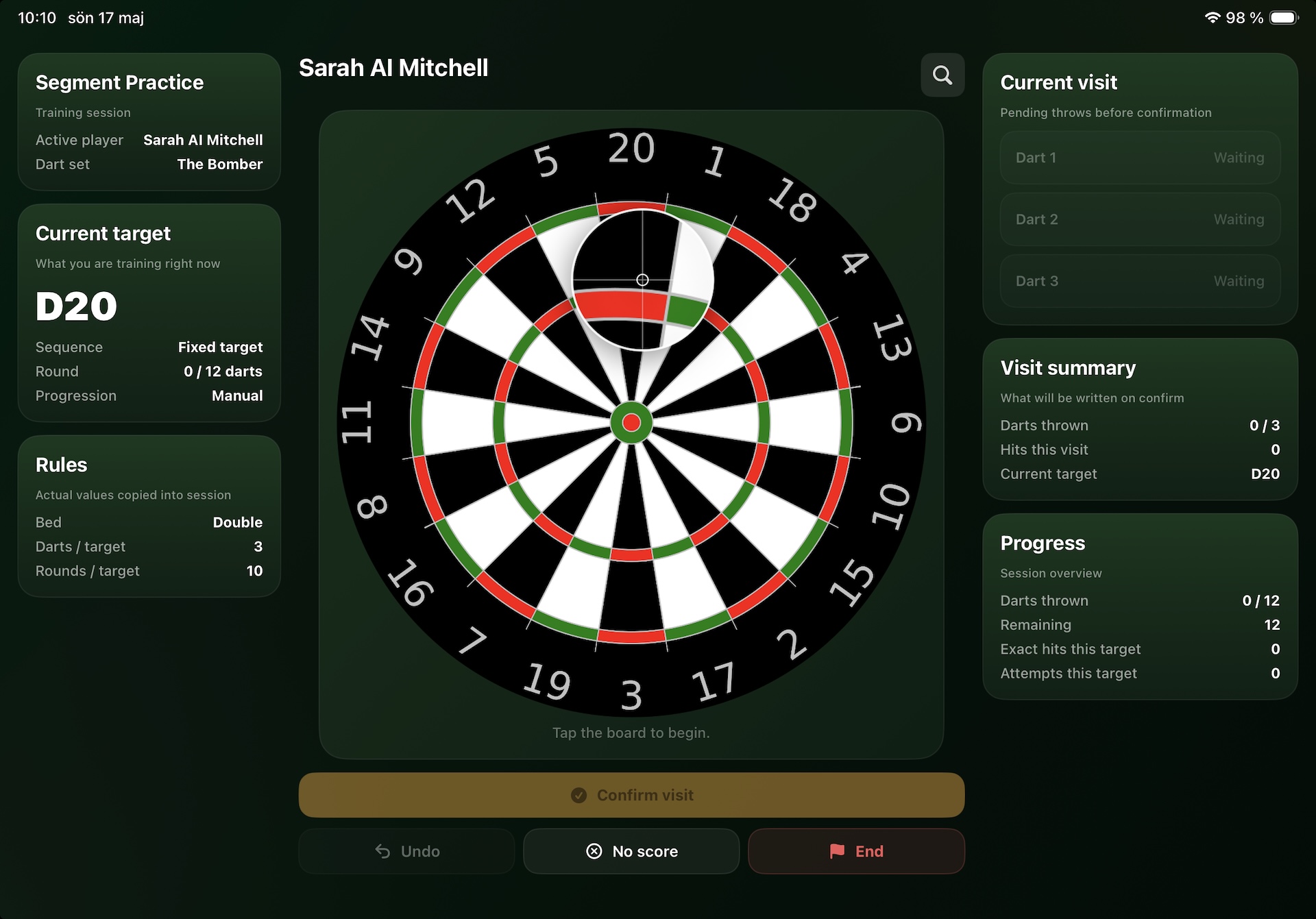 Oche Tracker - Training mark hit