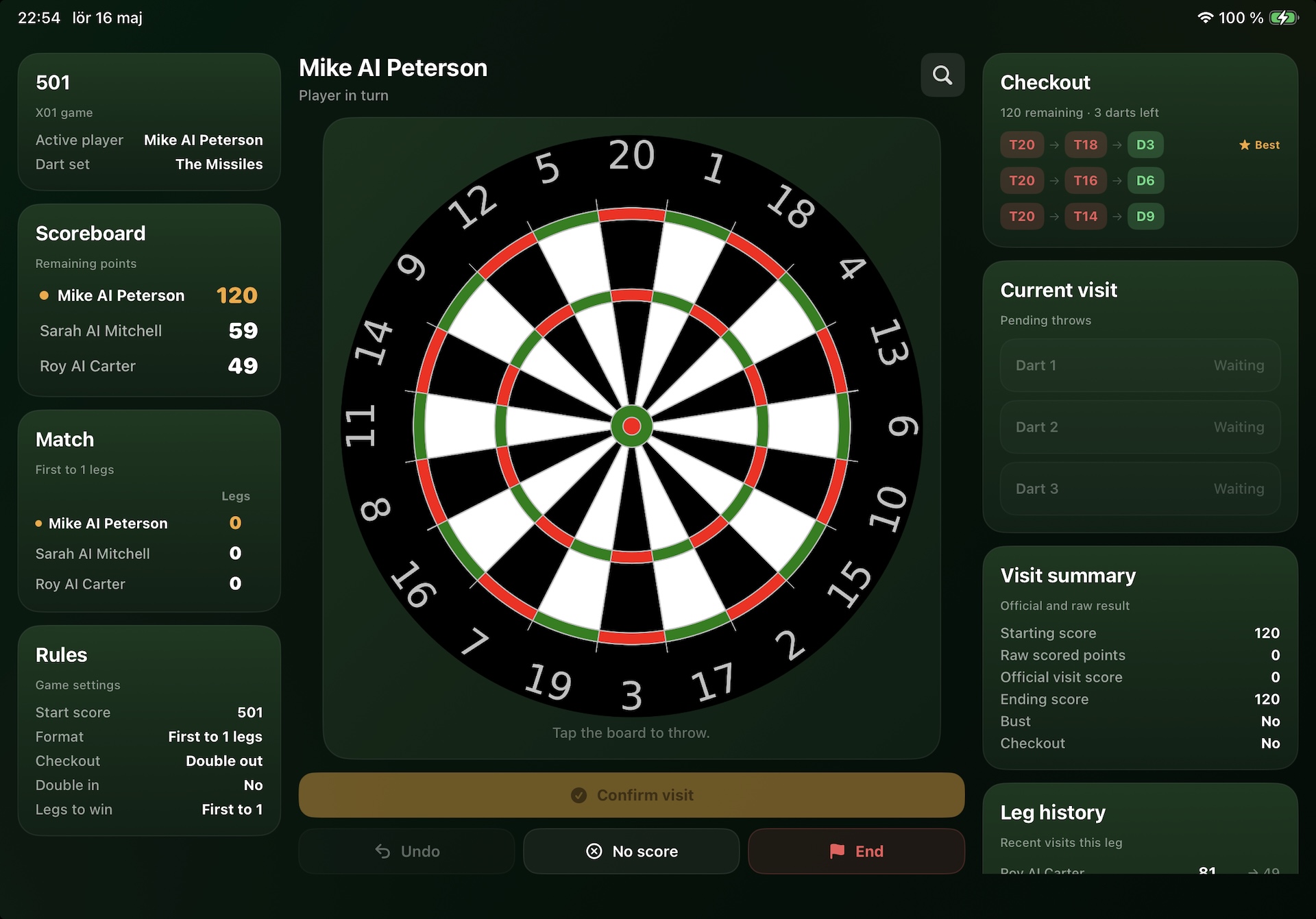 Oche Tracker - X01 Match 1